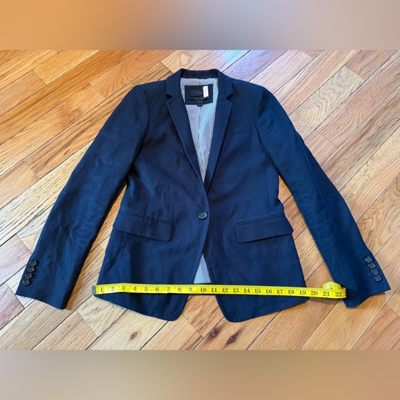 J Crew Solid Navy Blue 100% Linen Regent Blazer Suit Jacket Women’s Size 2 - Picture 13 of 16